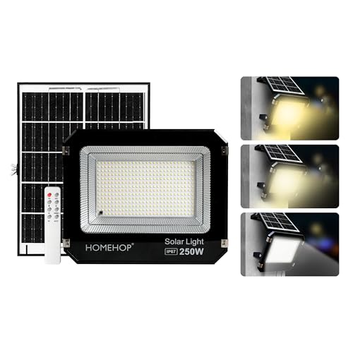 Homehop Solar Flood Light Outdoor Waterproof 250 Watt Wireless Automatic Led Solar Lamp for Home, Garden, Balcony, Pathway, (15 Ah, ABS, 3 Colour,) - Image 1