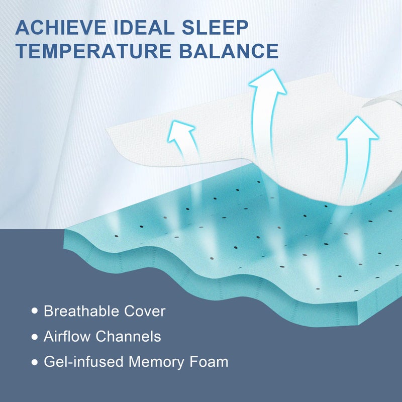 Eiayeebil 3 Inch Memory Foam Mattress Topper Twin XL, Memory Foam Pad with Removable & Washable Cover, Bed Topper for Back Pain, Non-Slip Ventilated Design, Twin XL Size - Image 2