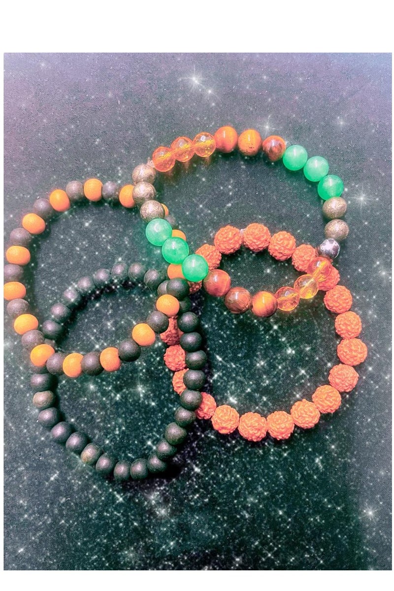 Spiritual Bracelet Set (Sandal & Ebony, Ebony, Five Faced Rudraksha, Money Magnet) - Image 3