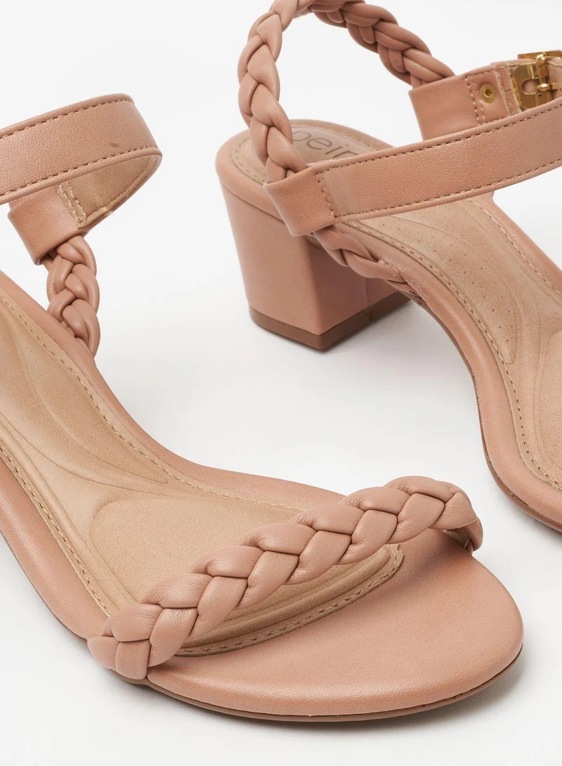 Beira Rio Beige Mid Heels Sandals for Women – Sling Back Heel Sandals for Girls with Ankle Strap for Women | Best Price UAE