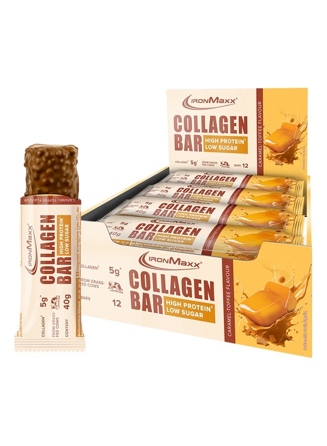 IronMaxx Collagen Bar | 12 x 40g | Caramel  Flavour, Grass-Fed Collagen, Low Sugar, High Protein - Image 2
