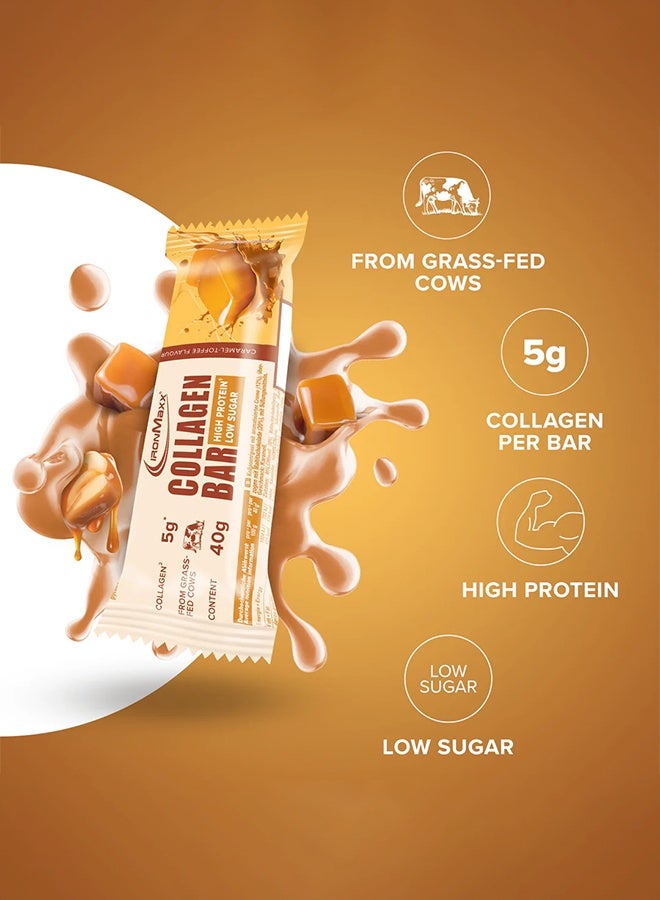 IronMaxx Collagen Bar | 12 x 40g | Caramel  Flavour, Grass-Fed Collagen, Low Sugar, High Protein - Image 5