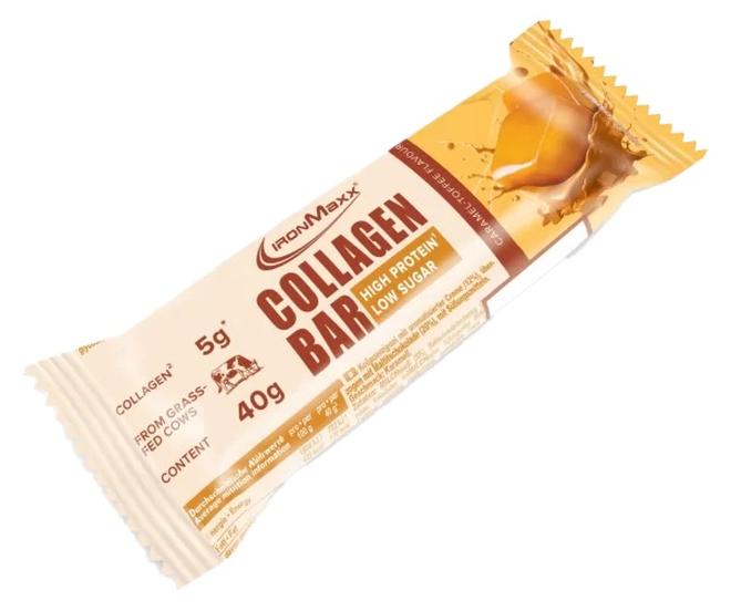 IronMaxx Collagen Bar | 12 x 40g | Caramel  Flavour, Grass-Fed Collagen, Low Sugar, High Protein - Image 1