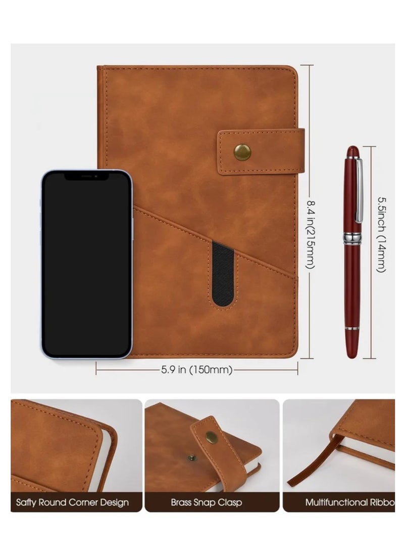 Generic Leather Journal Notebook, Brown A5 Lined 100Pages Personalized Hardcover Journal Set with Pen & Gift Box, Thick Ruled Paper Daily Diary for School,Travel, Business,Work, Home Writing  - Image 3