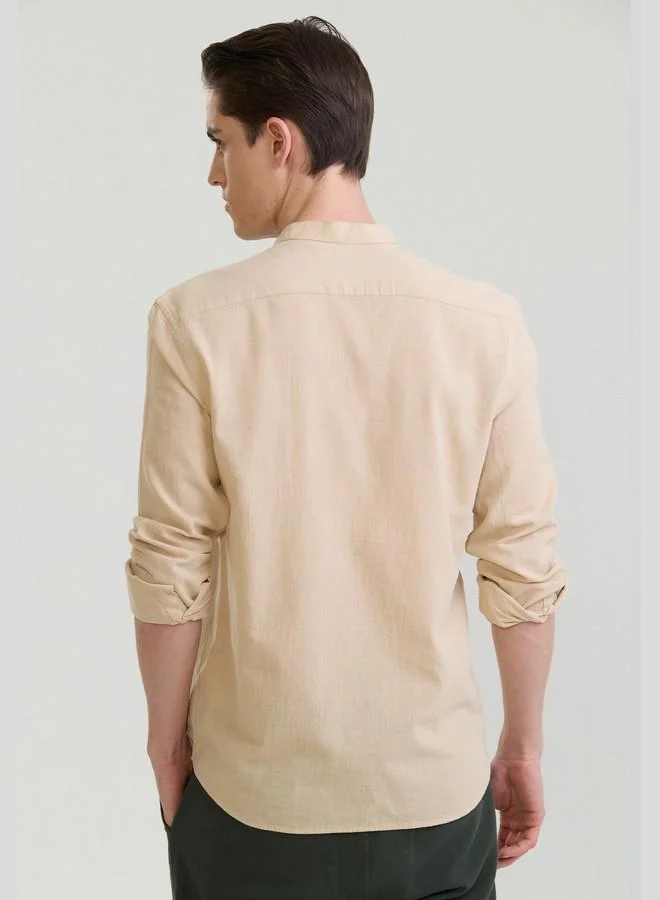 FELIX HARDY Men's Cotton Linen Blend Long Sleeve Shirt