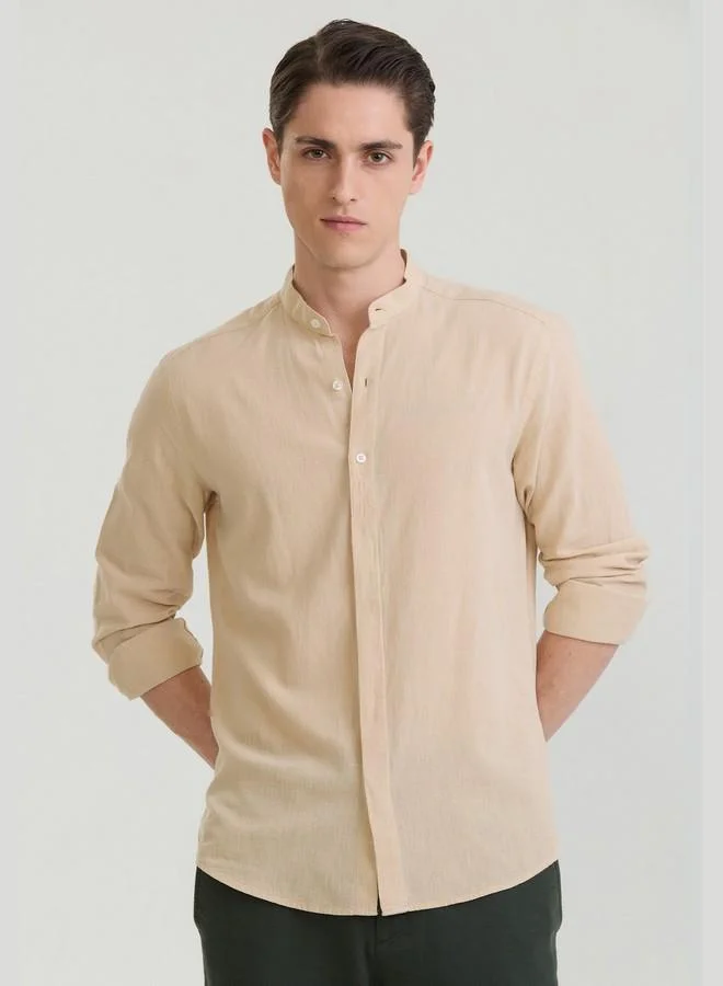 FELIX HARDY Men's Cotton Linen Blend Long Sleeve Shirt