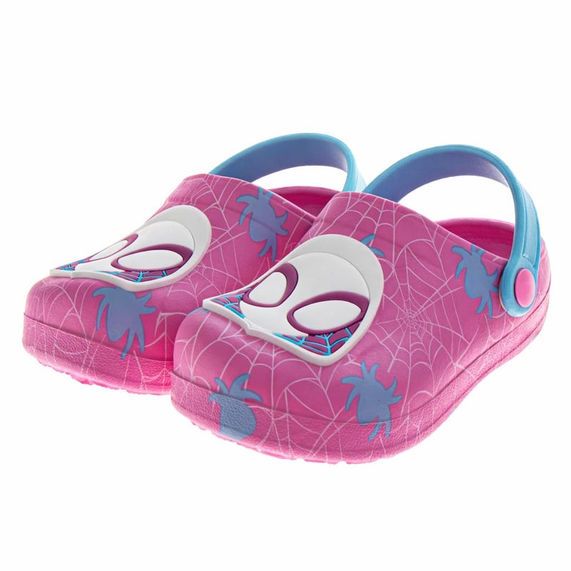 Josmo Spider-Gwen Girls Pink Clogs Waterproof Slip-On Garden & Water Sandal with Backstrap -Pink/Blue Size 9-10 Toddler - Image 1