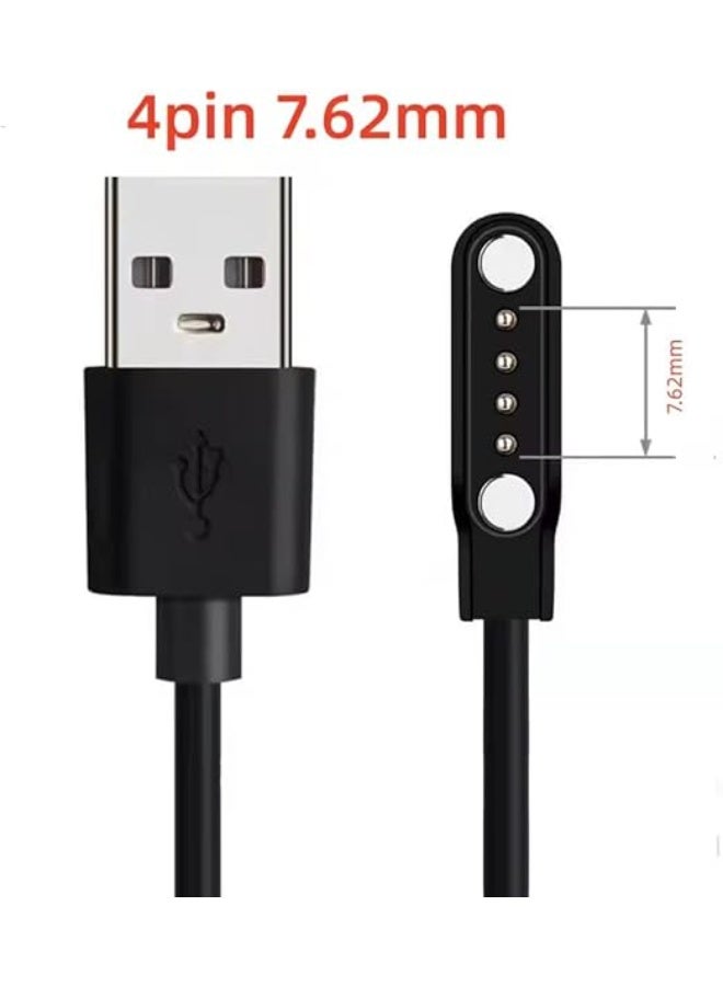 شاحن ساعة ذكية، قصير، بأربعة أطراف مغناطيسية، يعمل بمنفذ USB لاسلكي، محمول، متوافق مع W67/X86/T92/GW33 - Image 2