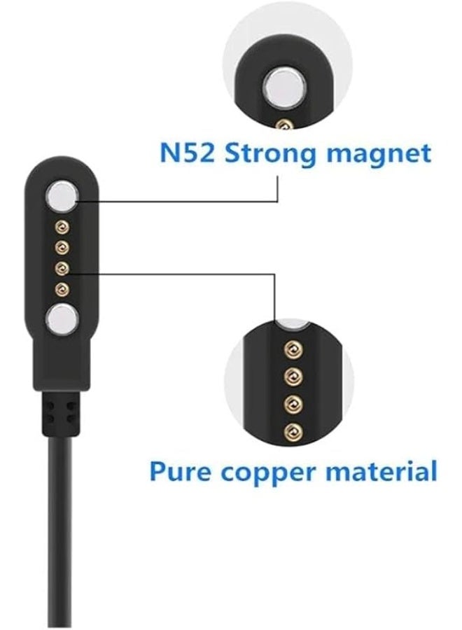 شاحن ساعة ذكية، قصير، بأربعة أطراف مغناطيسية، يعمل بمنفذ USB لاسلكي، محمول، متوافق مع W67/X86/T92/GW33 - Image 5