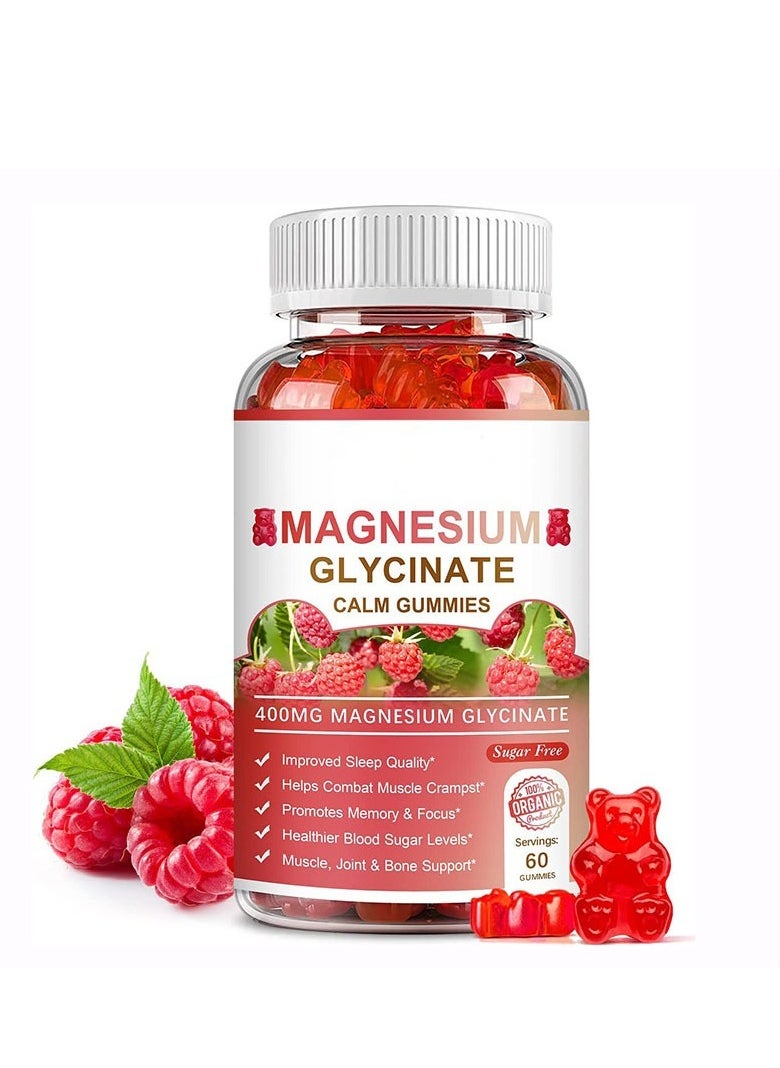 Magnesium Glycinate - Magnesium Glycinate Chelate Supplement 400 mg for each Cap with Organic Vegetables for Sleep, Calm, Anxiety, Muscle Cramp & Stress Relief – Gluten Free, Non GMO - 60 Capsules - Image 1