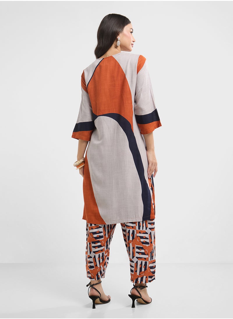 Biba Printed Kurta,Bottom & Dupatta Set  - Image 2