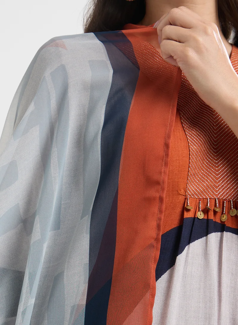 Biba Printed Kurta,Bottom & Dupatta Set