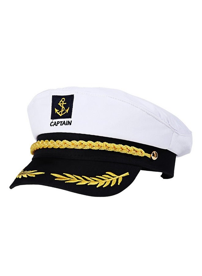 BESTOYARD Adult Yacht Boat Sailor Captain Costume Hat Cap Marine Admiral (White), As Shown, 22 x 15 x 5 cm  - Image 1