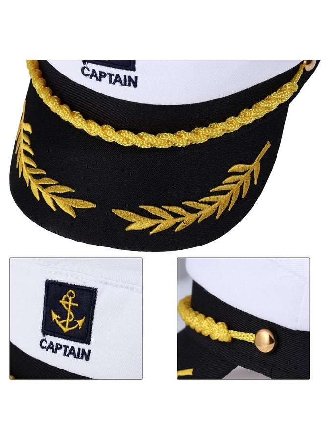 BESTOYARD Adult Yacht Boat Sailor Captain Costume Hat Cap Marine Admiral (White), As Shown, 22 x 15 x 5 cm  - Image 2