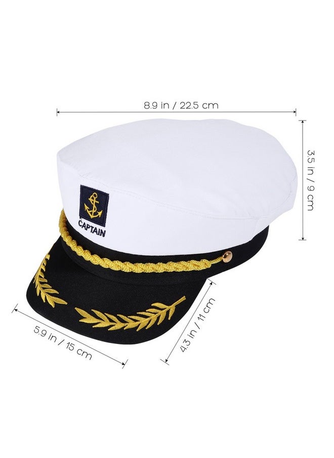 BESTOYARD Adult Yacht Boat Sailor Captain Costume Hat Cap Marine Admiral (White), As Shown, 22 x 15 x 5 cm  - Image 4