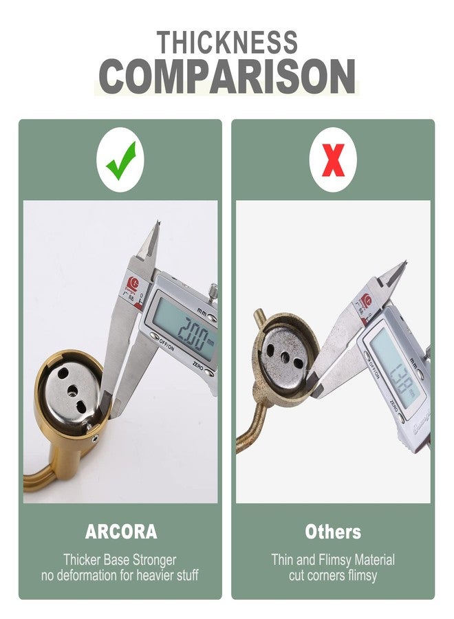 Arcora خطافات مناشف ARCORA باللون الذهبي المصقول، خطافات حائط من الفولاذ المقاوم للصدأ SUS 304، خطافات رداء ثقيلة، عبوة واحدة، خطافات مناشف عصرية للحمام - Image 5
