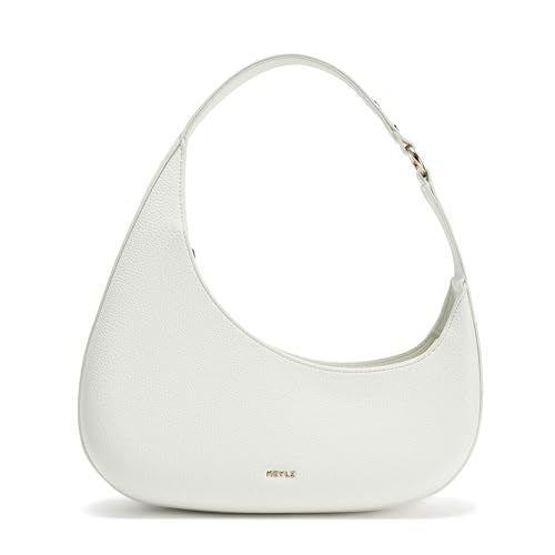 Keyli Shoulder Bag Polene Bags for Women Fashionable Casual Vegan Leather Zip Top-Handle Handbags Quilted Crescent Hobo Purse Beige White - Image 1