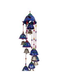 Kuber Industries Kuber Industries Rajasthani Design Handcrafted Hanging Windchimes|Latkan with 8 Bells for Home Decor & Positive Energy,Pack of 2 (Blue), Plastic  - Image 5