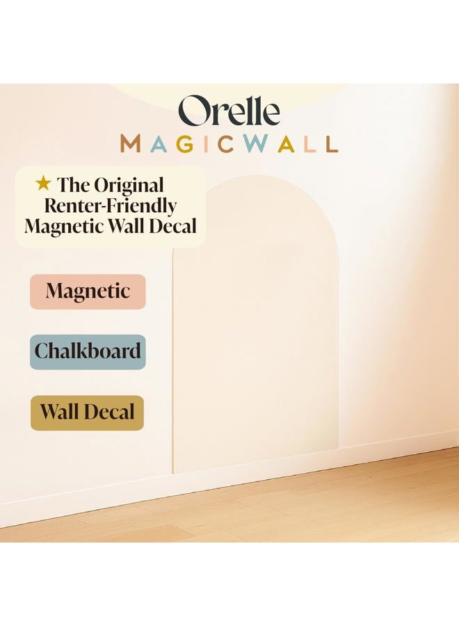 Orelle MagicWall | Magnetic Wall Decal Arch | Peel and Stick Magnetic Chalkboard for Wall | Kids Wall Decals | Playroom Essentials | Includes Chalk & Holder | Large | 31 x 39 | Cream - Image 2