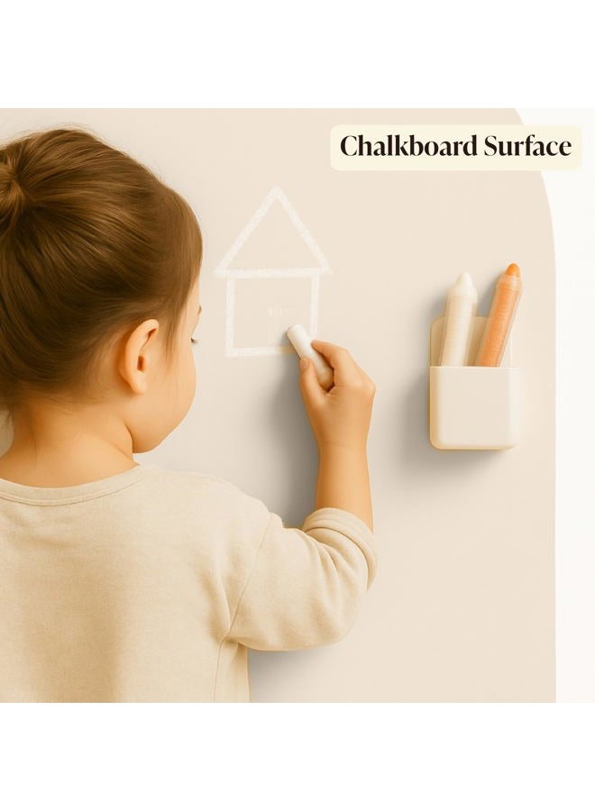 Orelle MagicWall | Magnetic Wall Decal Arch | Peel and Stick Magnetic Chalkboard for Wall | Kids Wall Decals | Playroom Essentials | Includes Chalk & Holder | Large | 31 x 39 | Cream - Image 4