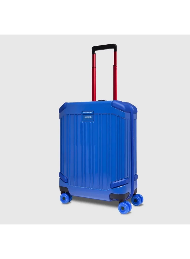 بيكوادرو حقيبة سفر Piquadro BV4425POP للمقصورة مقاس 20 بوصة | حقيبة كابينة بهيكل من البولي كربونيت (PC) مع قفل TSA، منفذ USB-C، و4 عجلات مزدوجة دوارة