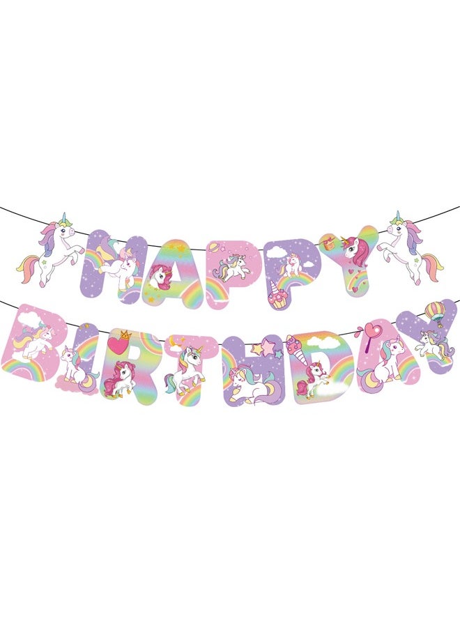 Zeemey - Unicorn Balloon Set with  Happy Birthday Banner,Cake Topper,Perfect for Graduation Baby Shower Birthday Bachelorette Party Backdrop Decoration,Suitable for Indoor and Outdoor - Image 1