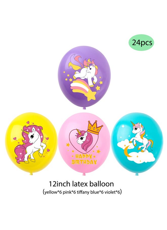 Zeemey - Unicorn Balloon Set with  Happy Birthday Banner,Cake Topper,Perfect for Graduation Baby Shower Birthday Bachelorette Party Backdrop Decoration,Suitable for Indoor and Outdoor - Image 1