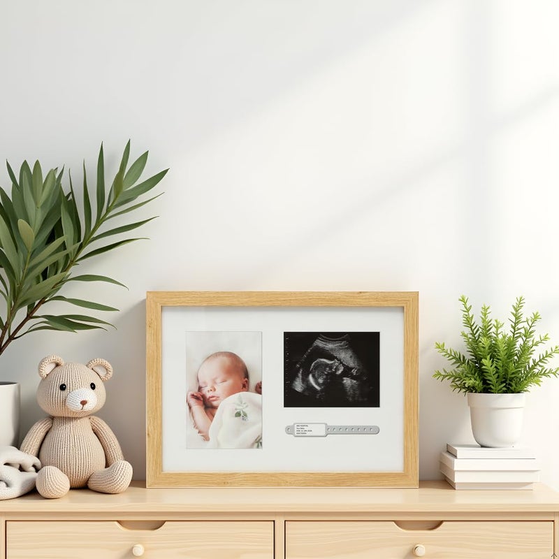 Kate & Milo Hospital ID Bracelet, Photo, and Sonogram Wooden Sentiment Frame, Pregnancy, Baby, and Newborn Keepsake - Image 2