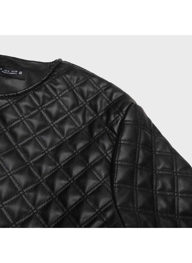 Zara urban Modern High-end Quilted Round Neck Long Sleeve Zip-up Short Casual Jacket - Image 5
