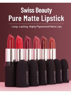Swiss Beauty Swiss Beauty Pure Matte Lipstick Raspberry 3.8gm  - Image 2