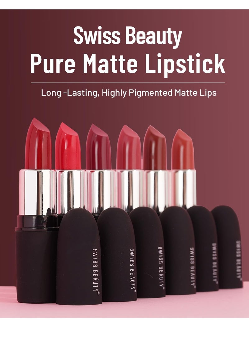 Swiss Beauty - Swiss Beauty Pure Matte Lipstick Raspberry 3.8gm - Image 1