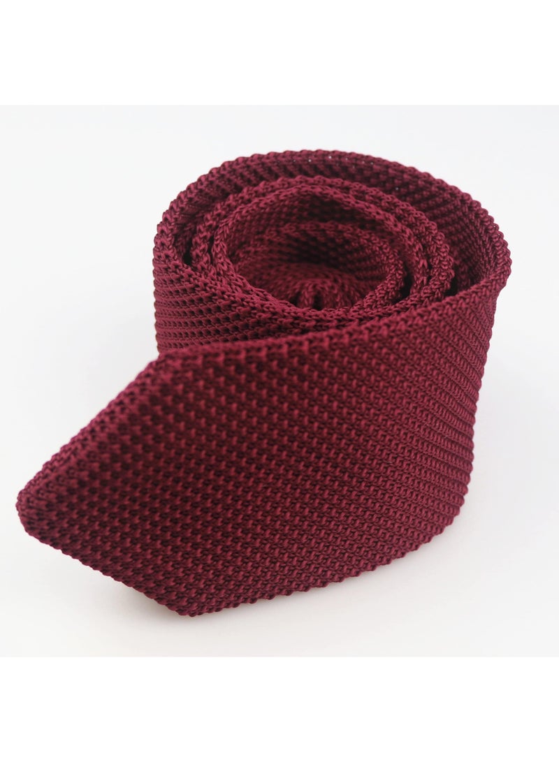 3 Pack Men's Skinny Knit Necktie Set, 2.4-Inch Wide, Vintage Mixed Pattern, Red, Black, Navy Blue - Image 4