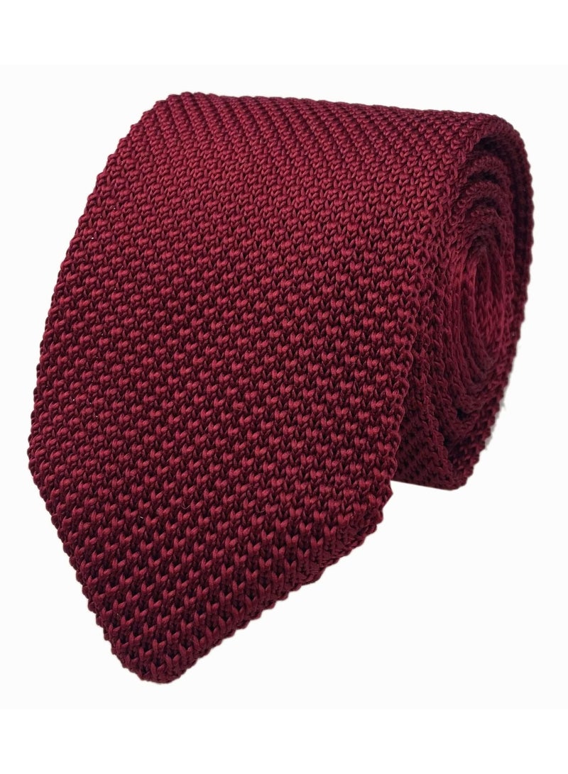 3 Pack Men's Skinny Knit Necktie Set, 2.4-Inch Wide, Vintage Mixed Pattern, Red, Black, Navy Blue - Image 5