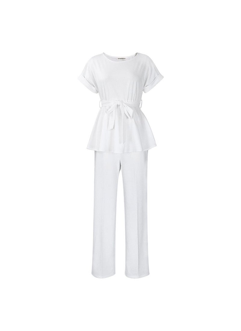 D3206 European and American Women's 2023 Summer Solid Color Strap Top High Waist Wide Leg Pants Fashion Casual Foreign Trade Suit - Image 2