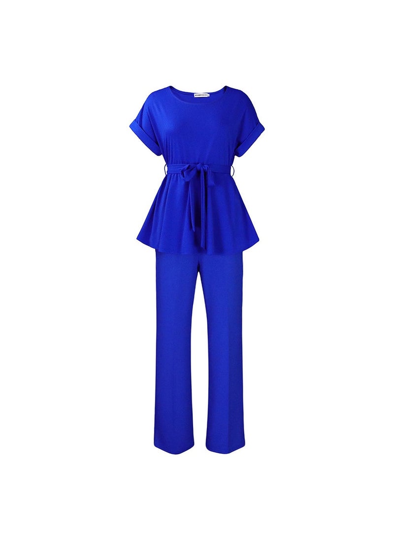 D3206 European and American Women's 2023 Summer Solid Color Strap Top High Waist Wide Leg Pants Fashion Casual Foreign Trade Suit - Image 4