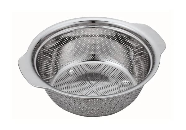 Snevad Stainless Steel Round Colander with Handle Fine Mesh Food Strainer Drain Basket for Rice Pasta Noodles Spaghetti Vegetables MicroPerforated Colander Metal Kitchen Strainer Grater - Image 1