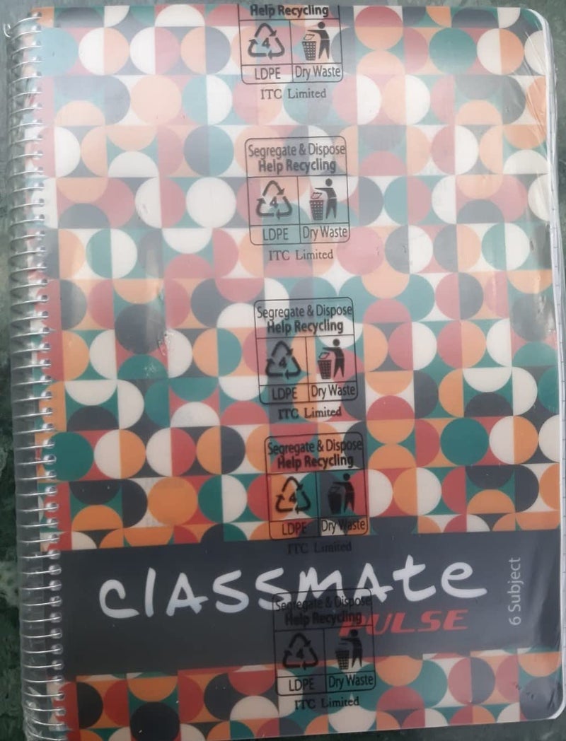 classmate Pulse 6 Subject Spiral Notebook-Pack of 1|Single Line|400 Pages|A4-29.7cm x 21.0cm|Attractive Cover Designs|Soft Cover|Notebooks for College Students (Cover May Vary as per Availability) - Image 2