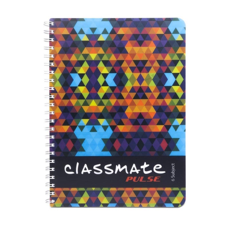 classmate Pulse 6 Subject Spiral Notebook-Pack of 1|Single Line|400 Pages|A4-29.7cm x 21.0cm|Attractive Cover Designs|Soft Cover|Notebooks for College Students (Cover May Vary as per Availability) - Image 1