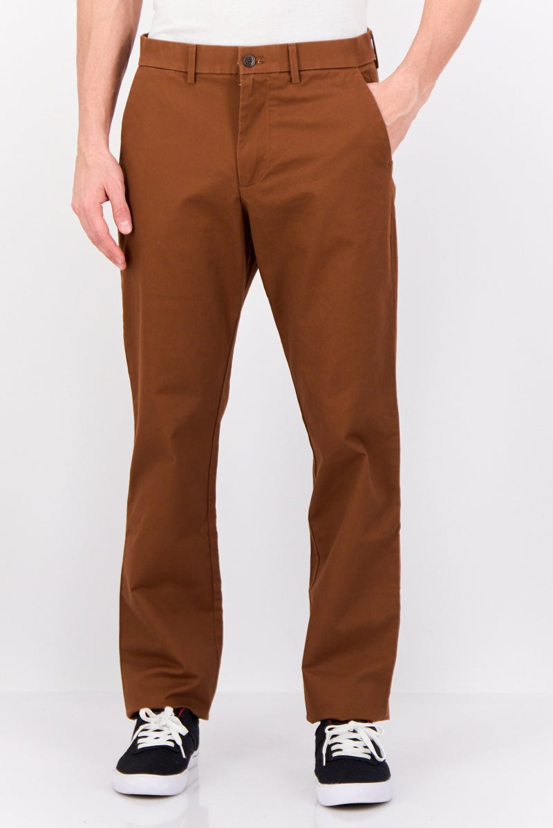GAP Men Straight Fit Solid Chino Pants, Brown - Image 1