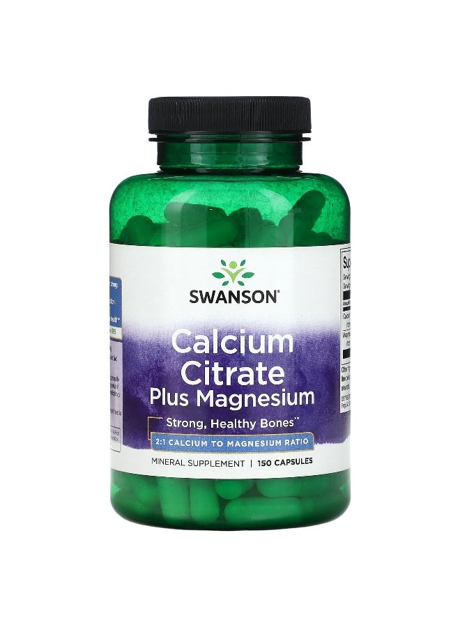 Swanson, Calcium Citrate Plus Magnesium, 150 Capsules - Image 1