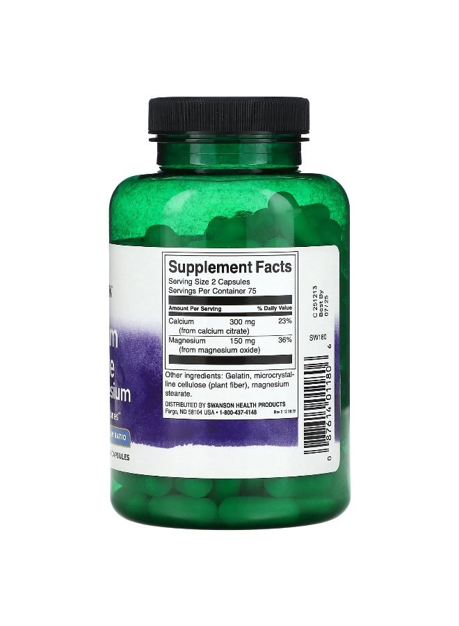 Swanson, Calcium Citrate Plus Magnesium, 150 Capsules - Image 2