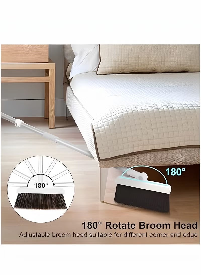 Rock Pow Broom and Dustpan Set with Squeegee | 180° Rotating Head, Upright Storage, Clip-On Design, Dense Soft Bristles | Ideal for Home and Office Cleaning (White) - Image 4