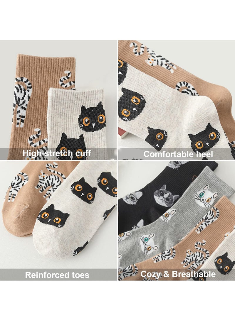 KASTWAVE 5 Pairs Women's Fashion Lovely Cotton Socks Novelty Funny Above Ankle Crew Socks Holiday Gifts for Women - Image 3