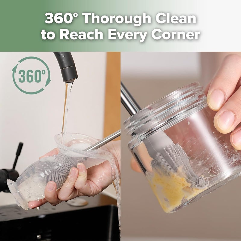 Haakaa - Silicone Cleaning Brush, Bottle Cleaner for Milk Pump, Breast Milk Storage Bag, Food Grade Silicone, 1 Pack, Grey - Image 3