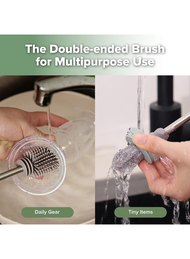 Haakaa - Silicone Cleaning Brush, Bottle Cleaner for Milk Pump, Breast Milk Storage Bag, Food Grade Silicone, 1 Pack, Grey - Image 2