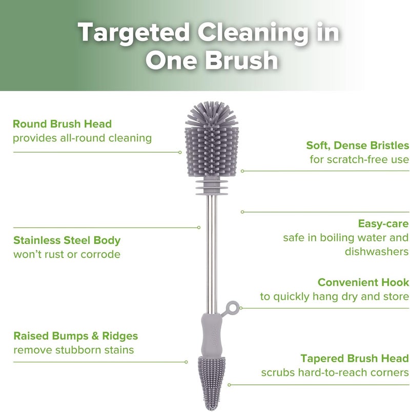 Haakaa - Silicone Cleaning Brush, Bottle Cleaner for Milk Pump, Breast Milk Storage Bag, Food Grade Silicone, 1 Pack, Grey - Image 4