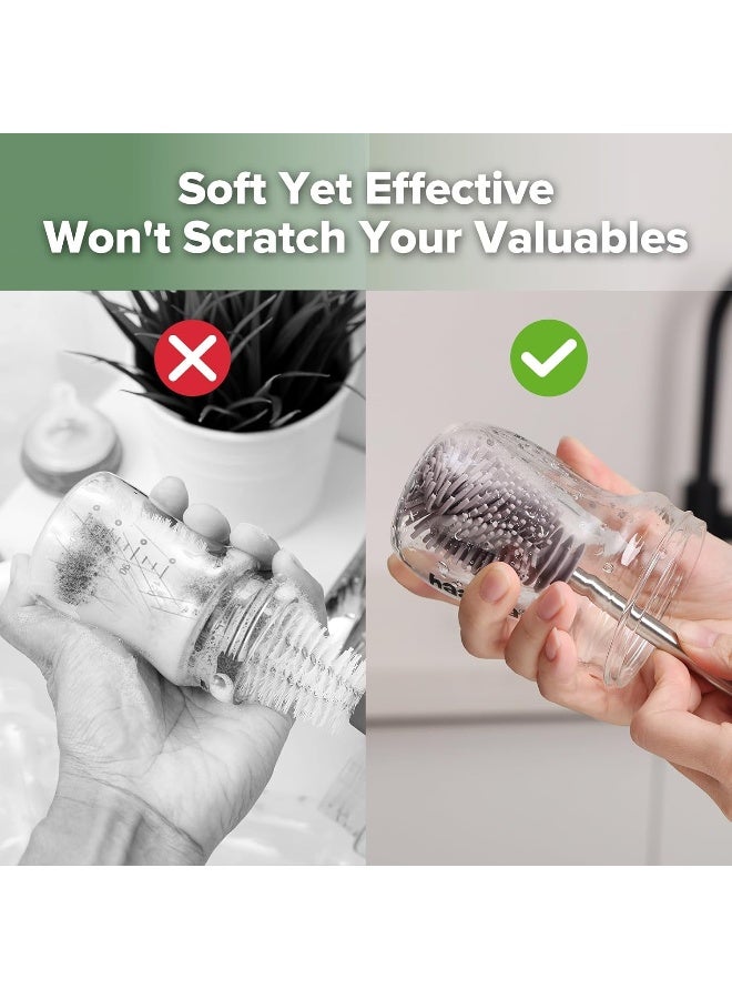 Haakaa - Silicone Cleaning Brush, Bottle Cleaner for Milk Pump, Breast Milk Storage Bag, Food Grade Silicone, 1 Pack, Grey - Image 5