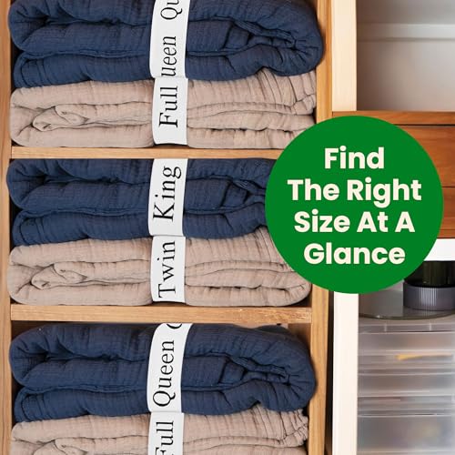 ECOHomes Bed Sheet Organizer and Storage Size Label Bands | Bed Sheets Set Organizers for Linen Closet Organization - Elastic Bedding Band Labels for Organizing Bedsheet (Full 4PCs Pack | Simple) - Image 3