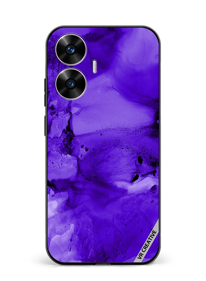 VR CREATIVE Protective Case Cover For Realme C55 Violet Alcohol Ink Wash Texture On White Paper Design Multicolour - Image 1