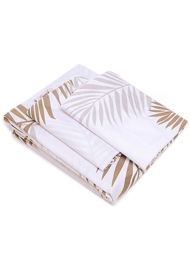 snooze - Fitted Bed Sheet set 3pcs, 160*200 cm+ Free 2 Pillowcases, Moca Tropical design - Image 1